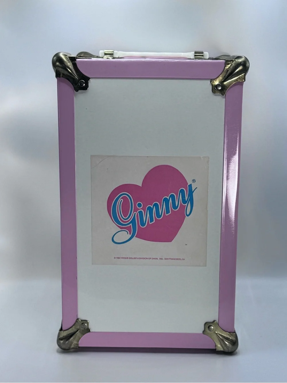 Vintage Vogue Dolls Ginny White and Pink Metal Doll Trunk